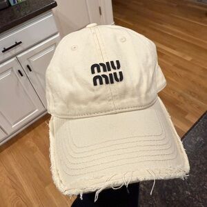 NWOT Miu Miu style Cream Distressed Cap